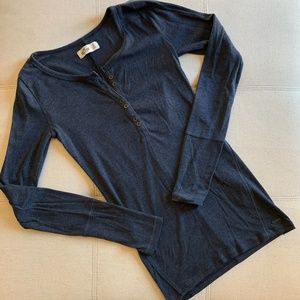 Blue Grey Hollister Long Sleeve Henley S